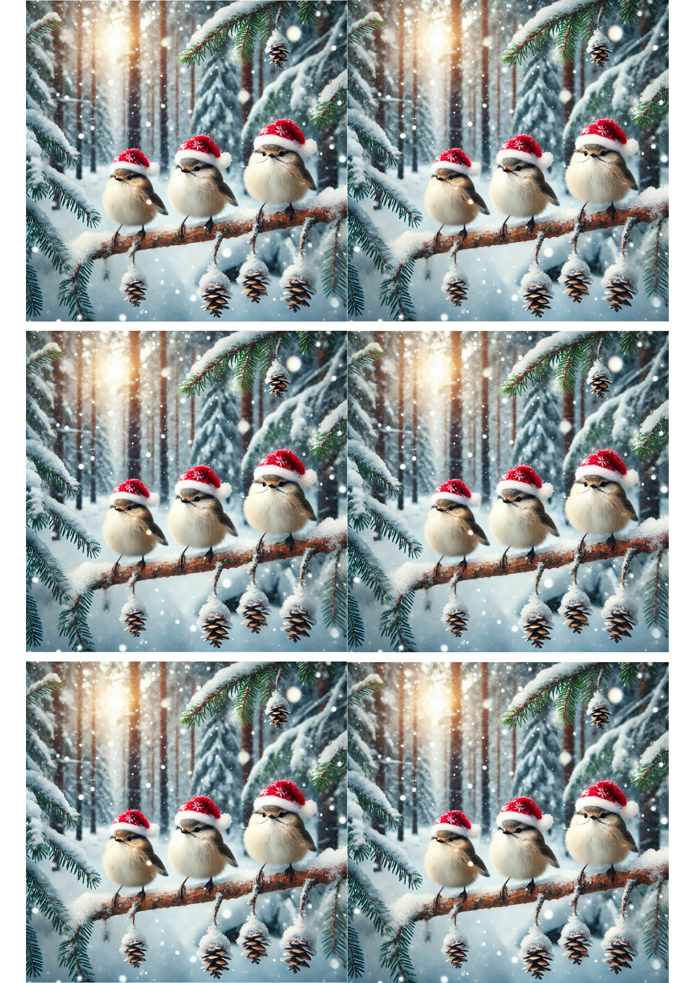 Sticker Sheet / Greeting Card – Winter Bird Trio Collage Cat. No. 2739