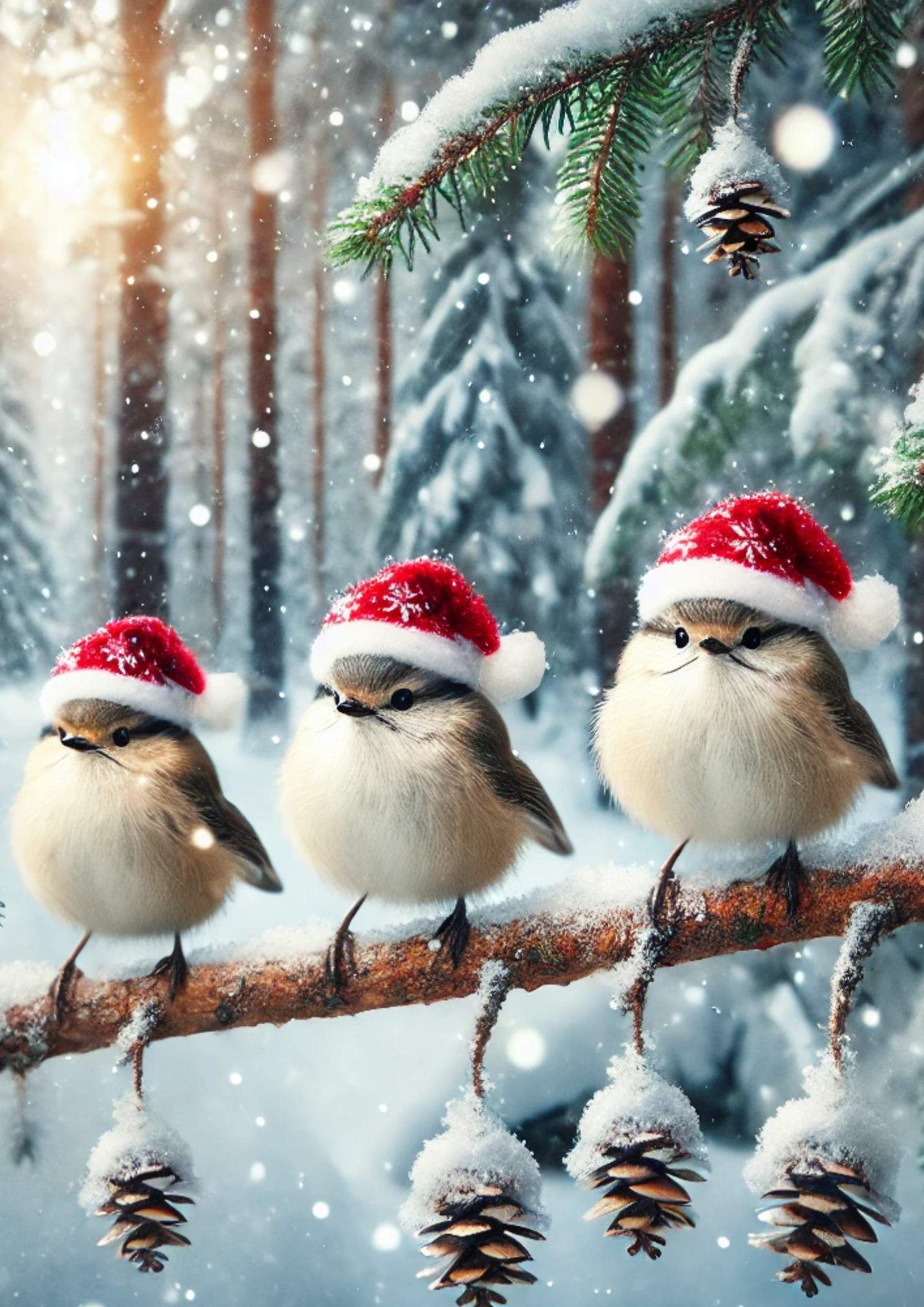 Sticker Sheet / Greeting Card – Winter Bird Trio Full Cat. No. 2740