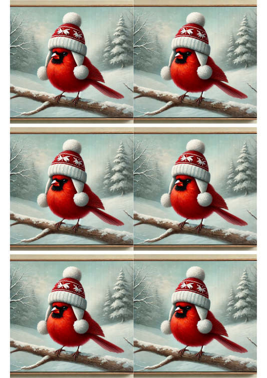 Sticker Sheet – Cardinal Bird In Winter Collage Cat. No. 2741
