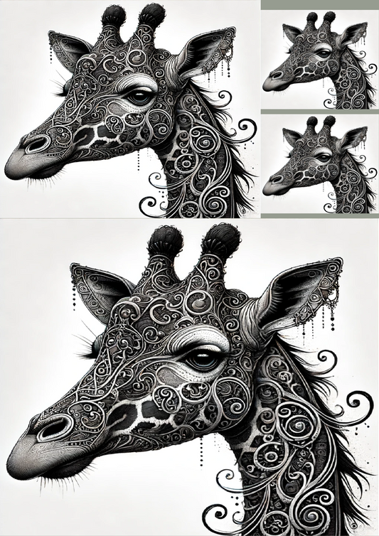 Sticker Sheet – Giraffe In Gothic Style Collage Cat. No. 1246
