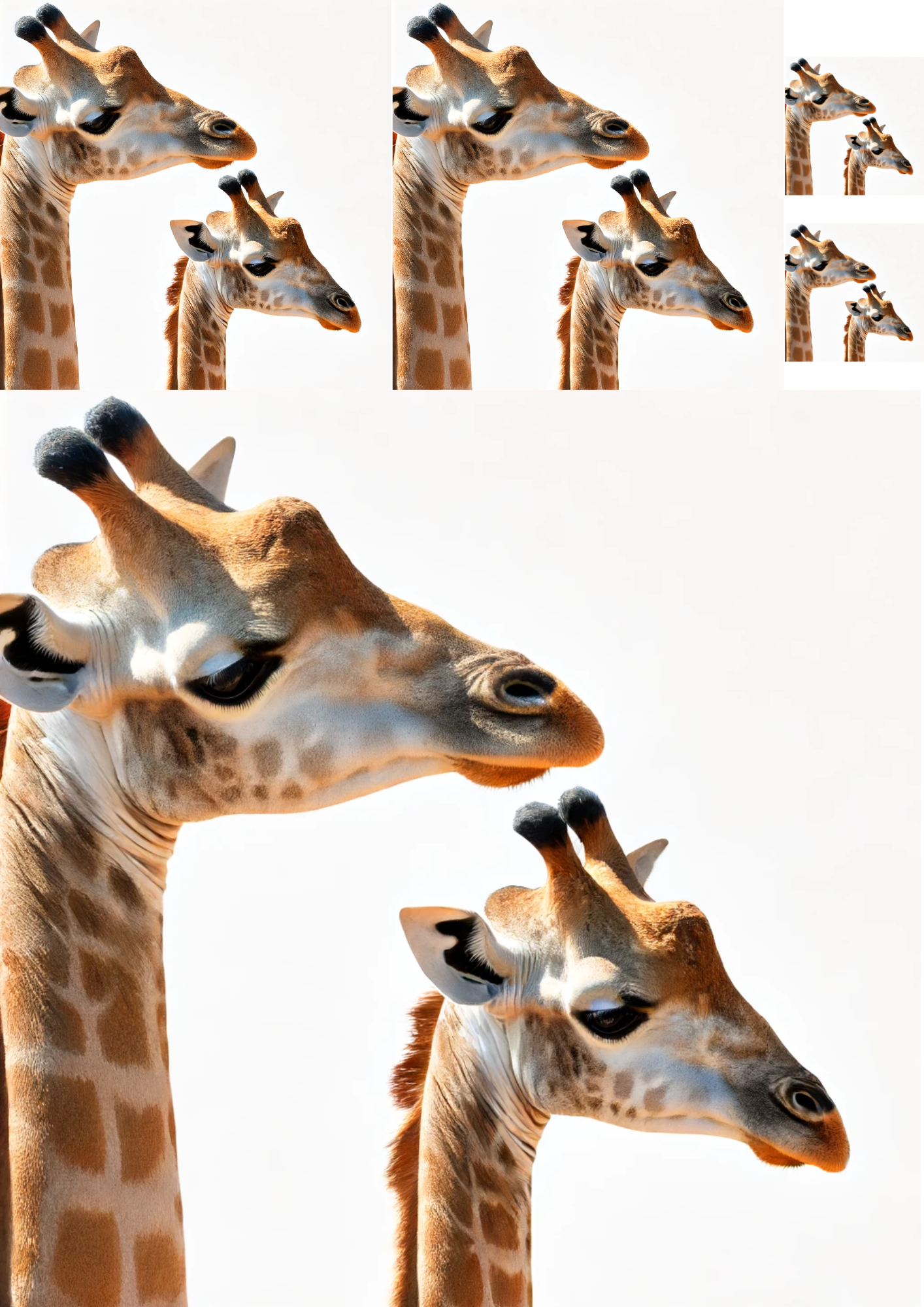 Sticker Sheet / Greeting Card – Giraffe With Baby Giraffes 2 Collage Cat. No. 1419