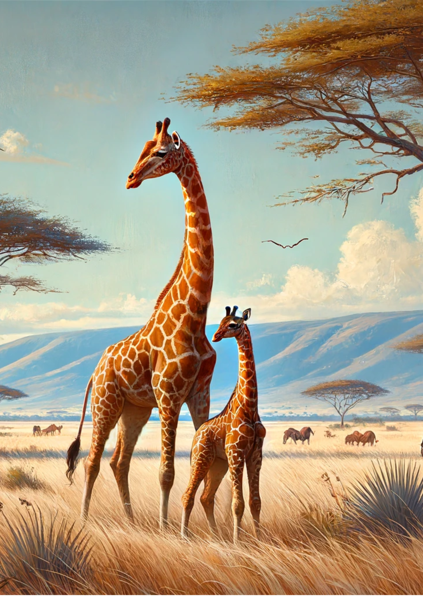 Sticker Sheet / Greeting Card – Giraffe With Baby Giraffes Full Cat. No. 1418