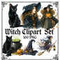 Witches Clipart Bundle – 160 PNG – Halloween Witch Elements – Transparent Background – High Resolution