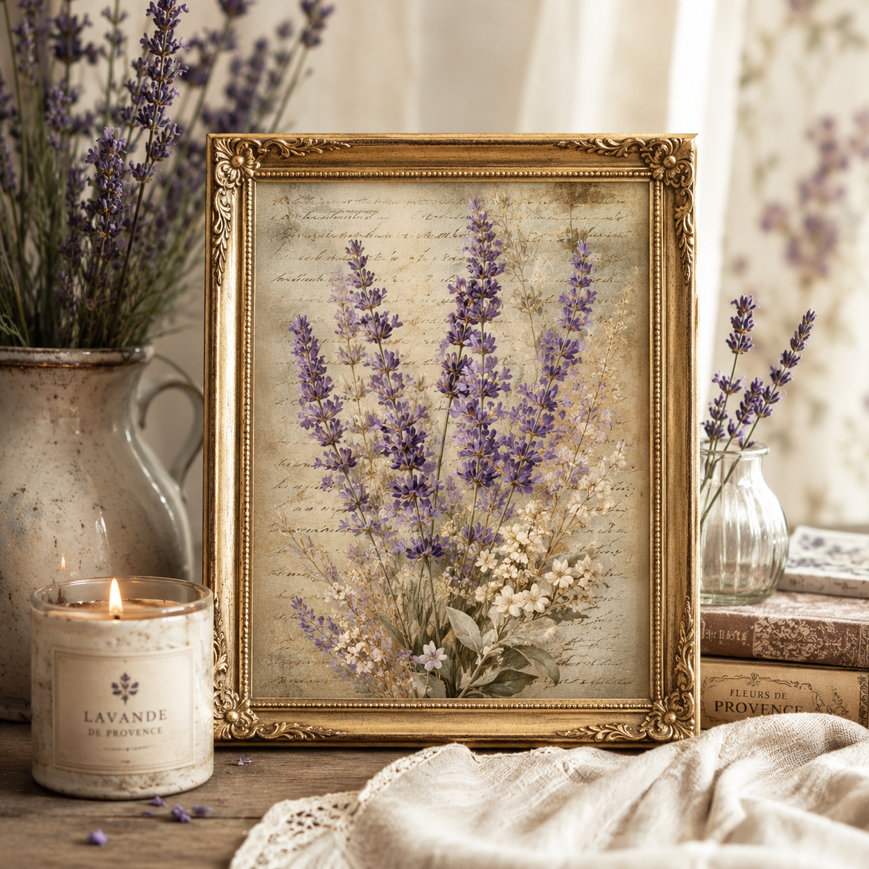 Vintage Lavender Cream Printable Design Sheets – 16 A4 Digital Pages for Crafts (Instant Download)