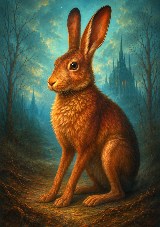 Sticker Sheet / Greeting Card – Hare of the Mystic Forest Full Cat. No. 10008