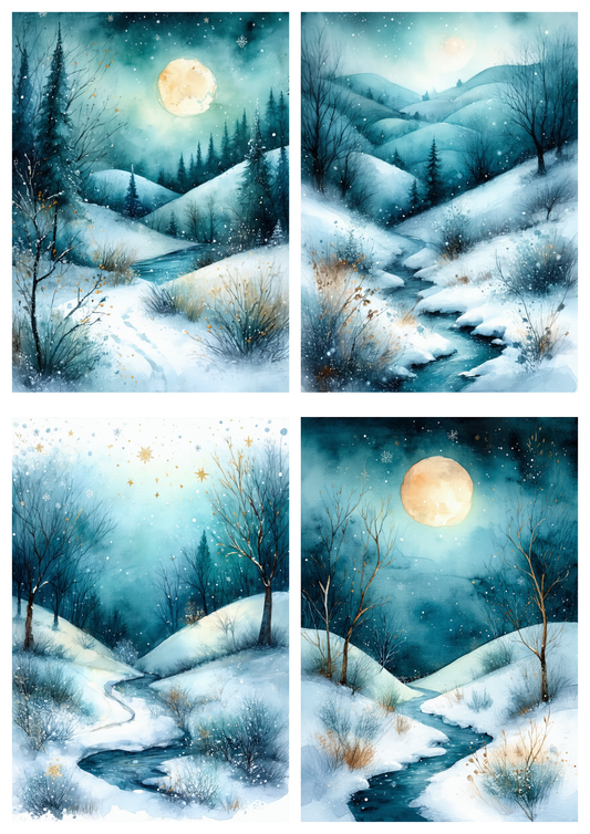 Sticker Sheet / Greeting Card – Winter Landscape Collage Cat. No. 10016