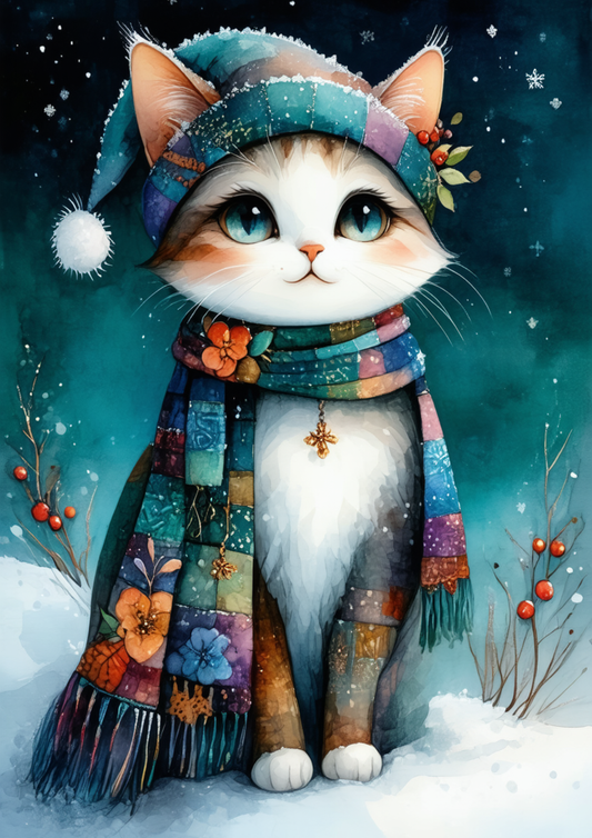 Sticker Sheet / Greeting Card – Winter Magic Cat Full Cat. No. 10018
