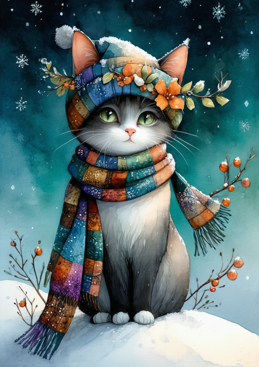 Sticker Sheet / Greeting Card – Winter Magic Cat Full Cat. No. 10019
