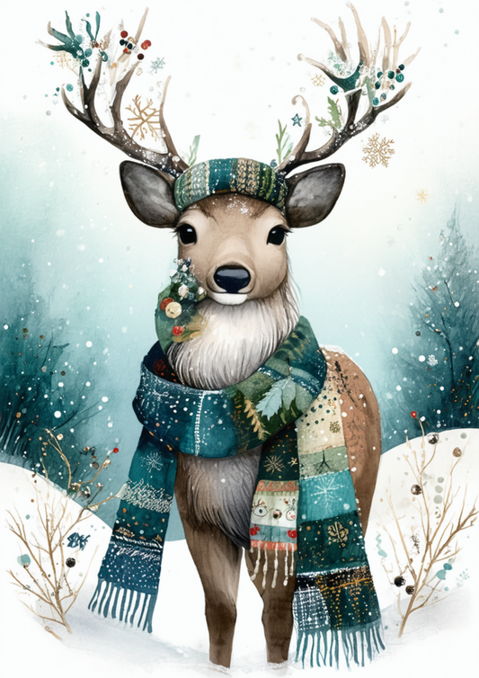 Sticker Sheet / Greeting Card – Winter Magic Deer Full Cat. No. 10023