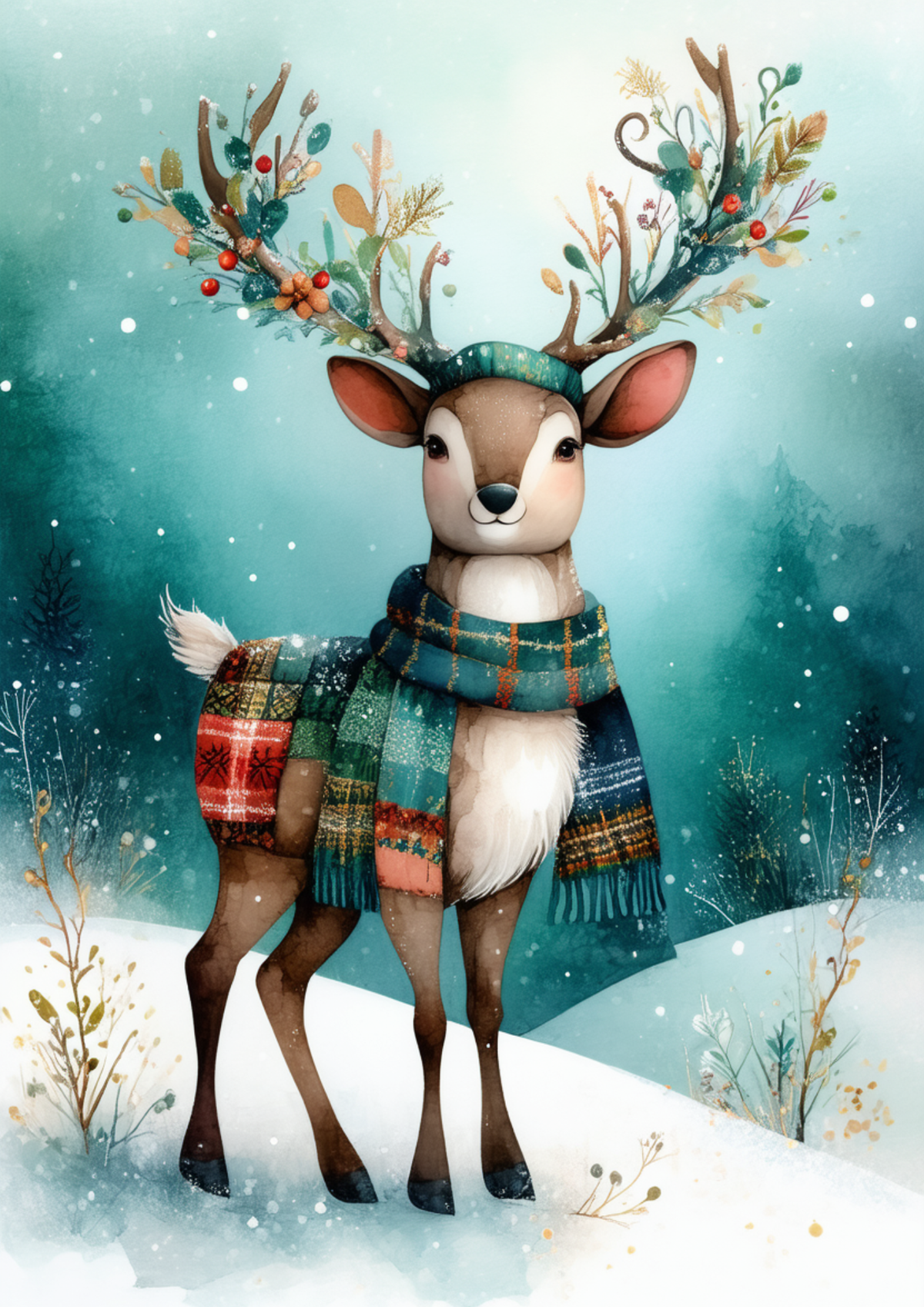 Sticker Sheet / Greeting Card – Winter Magic Deer Full Cat. No. 10024