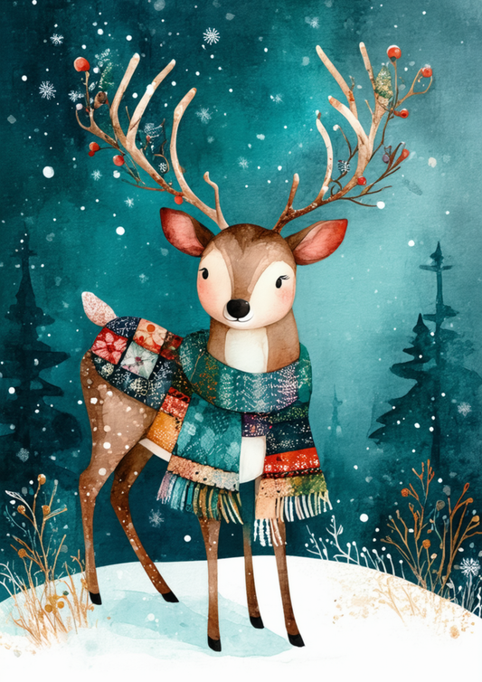Sticker Sheet / Greeting Card – Winter Magic Deer Full Cat. No. 10025