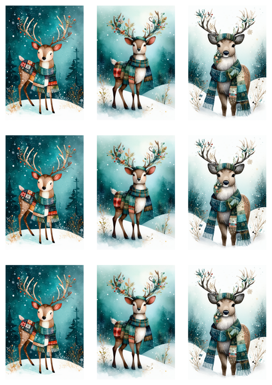 Sticker Sheet / Greeting Card – Winter Magic Deer Collage Cat. No. 10026