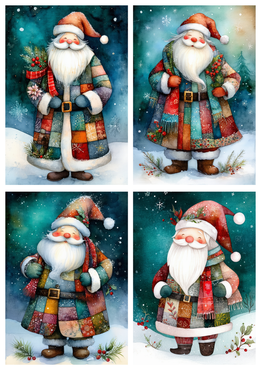 Sticker Sheet / Greeting Card – Patchwork Santa Collage Cat. No. 10029
