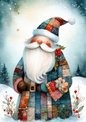 Sticker Sheet / Greeting Card – Patchwork Santa Full Cat. No. 10030