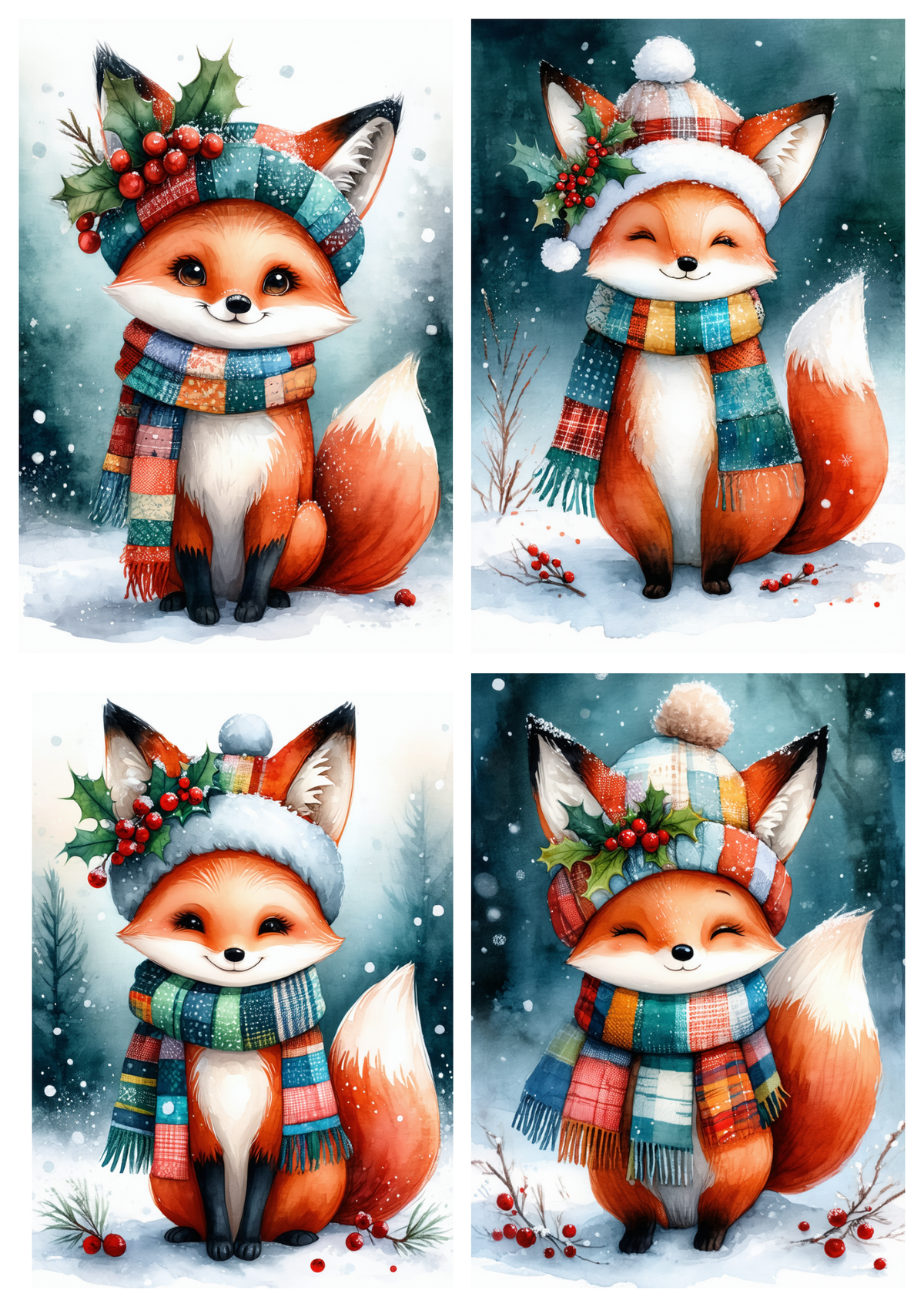 Sticker Sheet / Greeting Card – Little Patchwork Fox Collage Cat. No. 10064