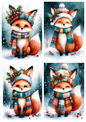 Sticker Sheet / Greeting Card – Little Patchwork Fox Collage Cat. No. 10064