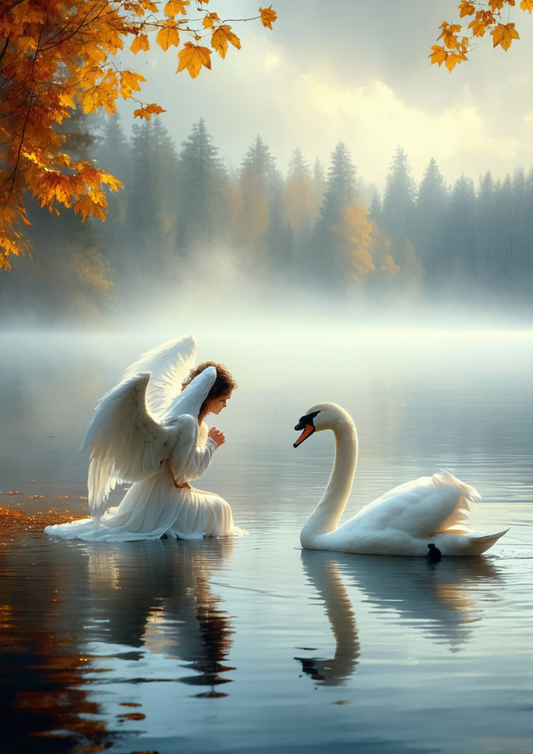 Sticker Sheet / Greeting Card – The Angel and the Swan Full Cat. No. 10075