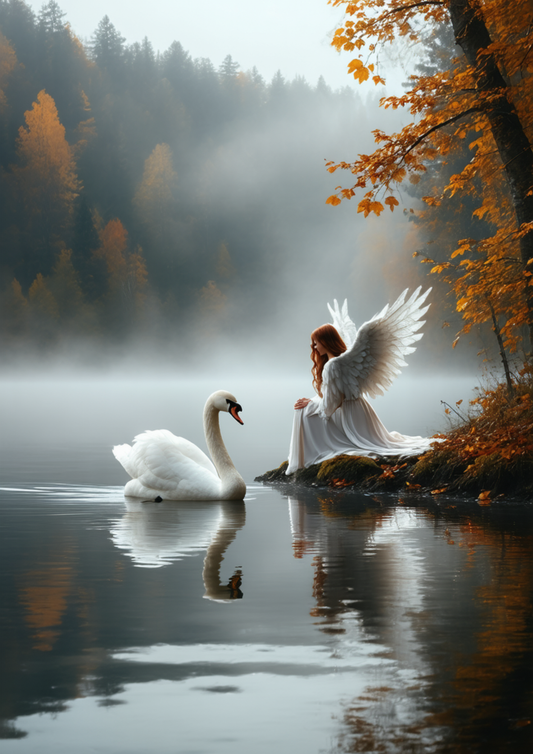 Sticker Sheet / Greeting Card – The Angel & Beautiful Swan Full Cat. No. 10076