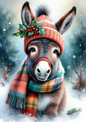 Sticker Sheet / Greeting Card – Christmas Patchwork Donkey Full Cat. No. 10082