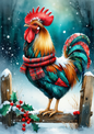 Sticker Sheet / Greeting Card – Patchwork Rooster Full Cat. No. 10084