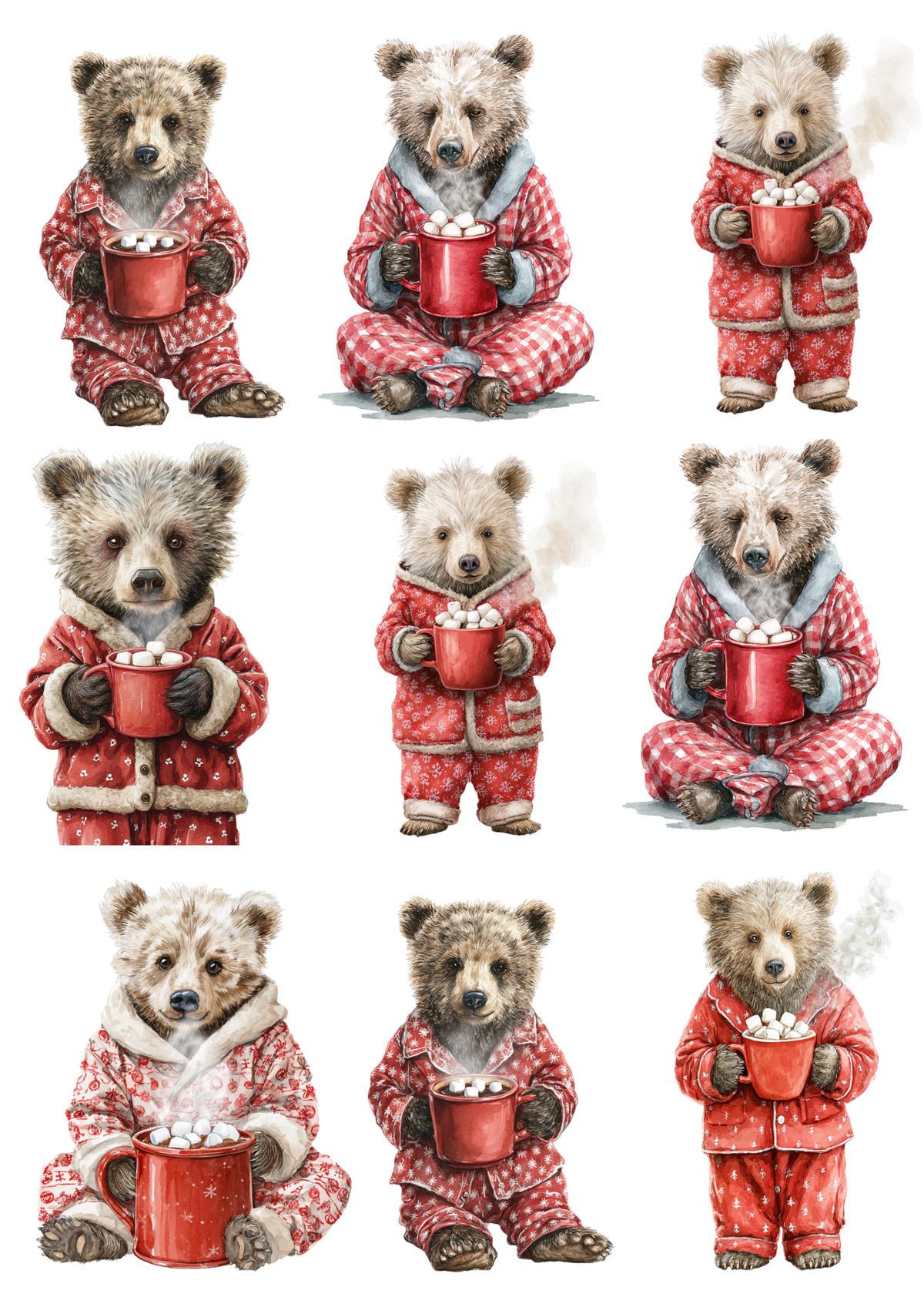 Sticker Sheet / Greeting Card – Festive Teddy Bear Collage Cat. No. 10088