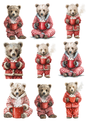 Sticker Sheet / Greeting Card – Festive Teddy Bear Collage Cat. No. 10088