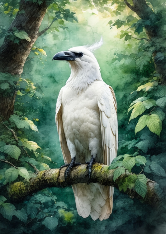 Sticker Sheet / Greeting Card – White Raven in the Forest Full Cat. No. 10091