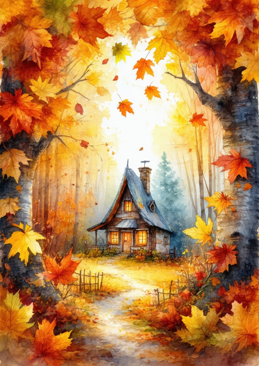 Sticker Sheet / Greeting Card – Autumn Secret Little House Full Cat. No. 10092