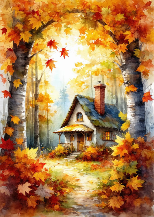 Sticker Sheet / Greeting Card – Autumn Secret Little House Full Cat. No. 10093