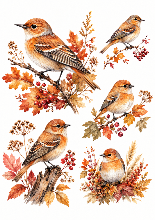 Sticker Sheet / Greeting Card – Little Birds of the Golden Season Collage Cat. No. 10099