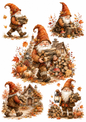 Sticker Sheet / Greeting Card – The Autumn Wood Gatherer Collage Cat. No. 10104