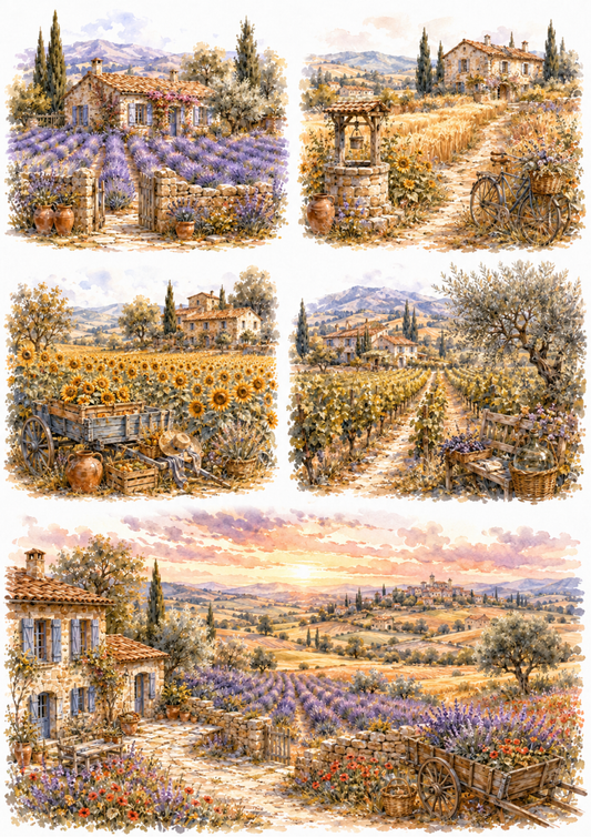Sticker Sheet / Greeting Card – Beautiful Provence Collage Cat. No. 10115