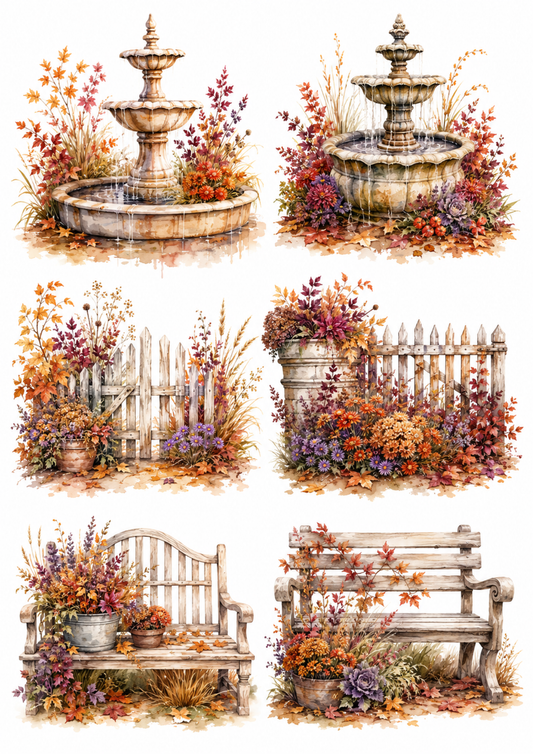 Sticker Sheet / Greeting Card – Autumn Fontaine Collage Cat. No. 10117