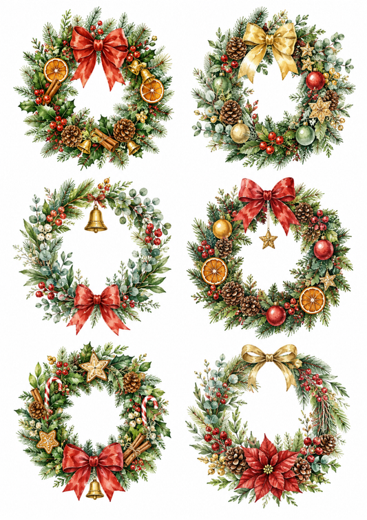 Sticker Sheet / Greeting Card – Christmas Wreath Collage Cat. No. 10147