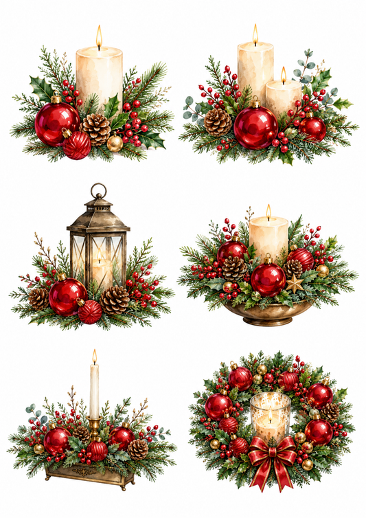 Sticker Sheet / Greeting Card – Christmas Lantern Collage Cat. No. 10148