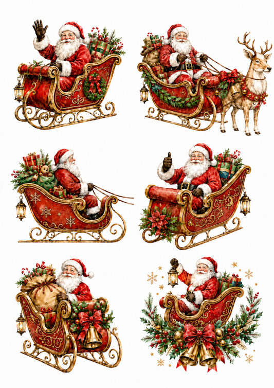 Sticker Sheet / Greeting Card – Santa's Sleigh Collage Cat. No. 10150