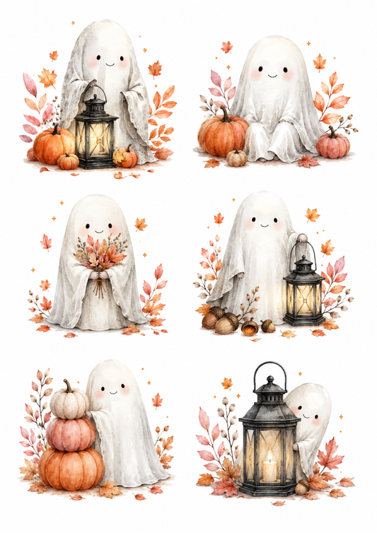 Sticker Sheet / Greeting Card – Halloween Ghost Collage Cat. No. 10151