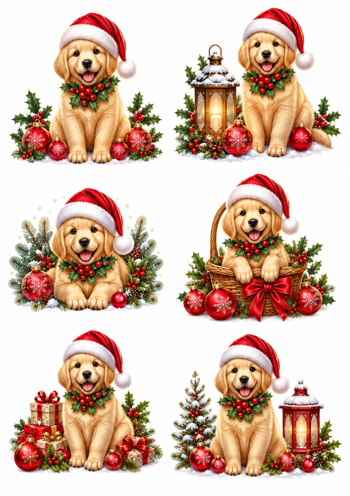 Sticker Sheet / Greeting Card – Labrador in Santa Hat Collage Cat. No. 10155