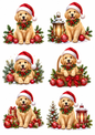 Sticker Sheet / Greeting Card – Labrador in Santa Hat Collage Cat. No. 10155