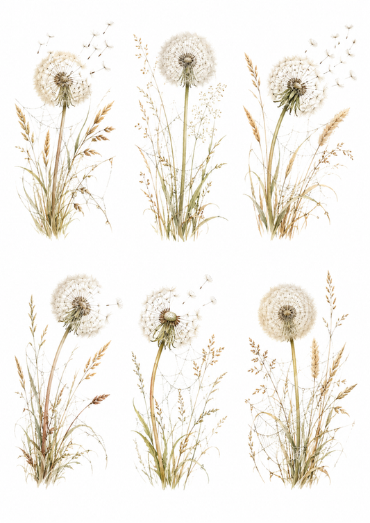 Sticker Sheet / Greeting Card – Dandelion Clock Collage Cat. No. 10157