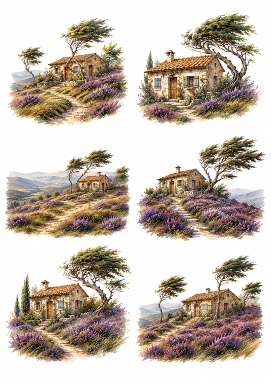 Sticker Sheet / Greeting Card – Beautiful Provence Landscape Collage Cat. No. 10172