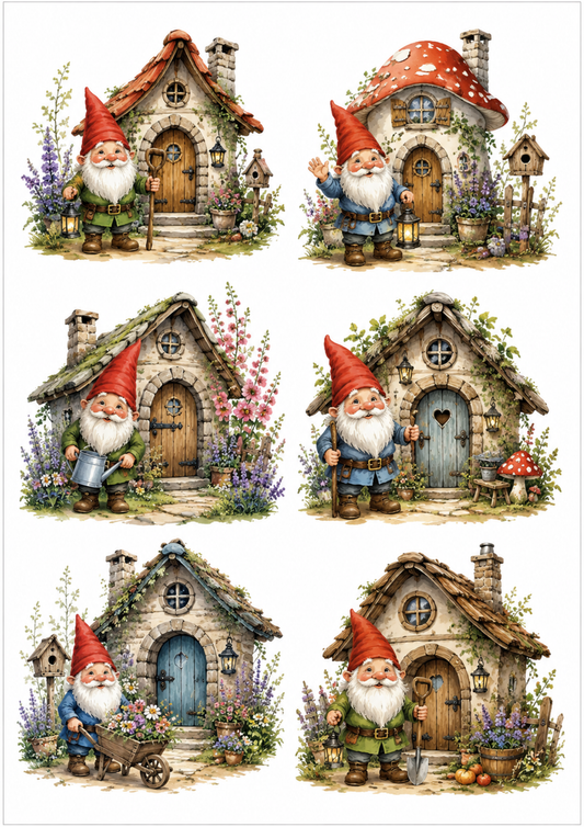 Sticker Sheet / Greeting Card – Little Gnome's House Collage Cat. No. 10174