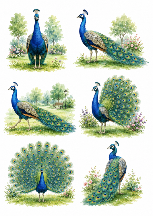 Sticker Sheet / Greeting Card – Majestic Peacock Collage Cat. No. 10185