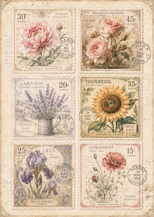 Sticker Sheet / Greeting Card – Vintage Floral Stamp Full Cat. No. 10197