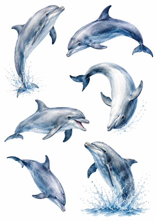 Sticker Sheet / Greeting Card – Dolphin Collage Cat. No. 10201