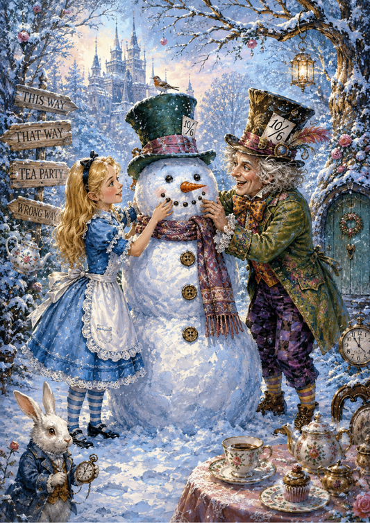 Sticker Sheet / Greeting Card – - Alice, Let's Make a Snowman - Full Cat. No. 10203