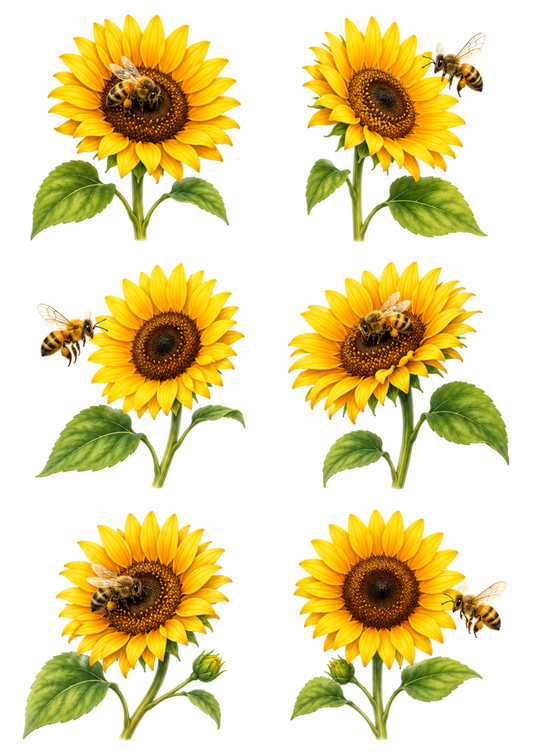 Sticker Sheet / Greeting Card – Sunflower Flower Collage Cat. No. 10208