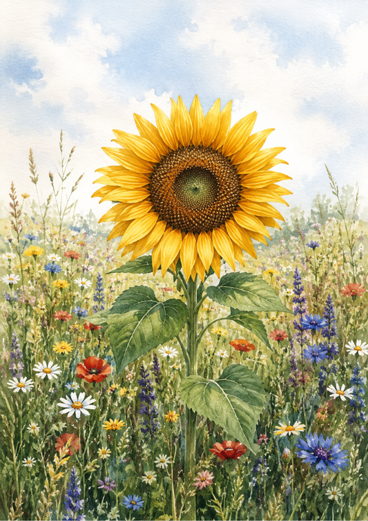 Sticker Sheet / Greeting Card – Sunflower Flower Full Cat. No. 10210