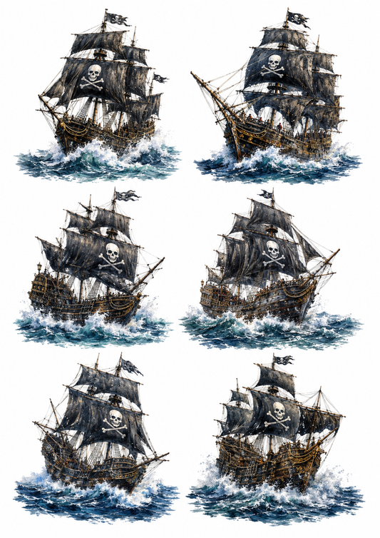 Sticker Sheet / Greeting Card – Pirate Ship Collage Cat. No. 10217