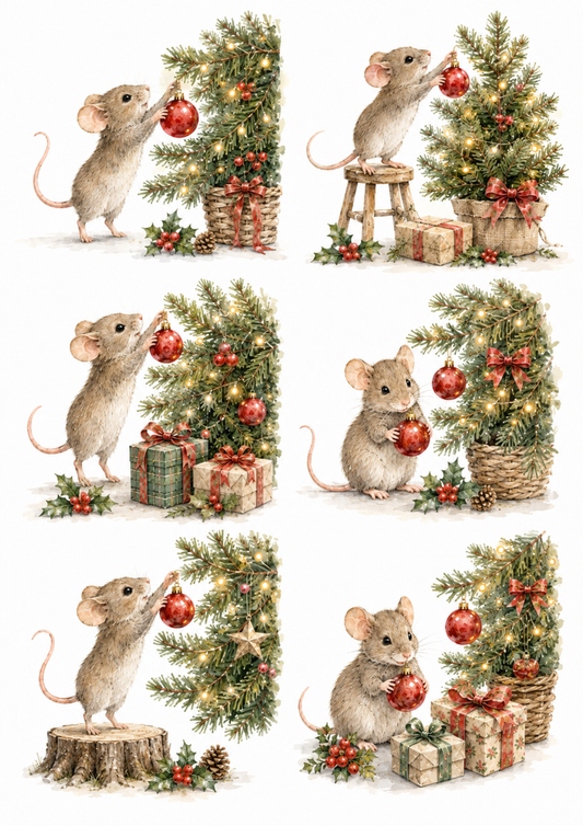 Sticker Sheet / Greeting Card – Let's Decorate Christmas Tree Collage Cat. No. 10221